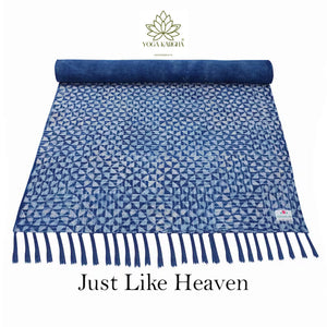 Hand-Block Printed Non Slip Indigo Travel Yoga & Meditation Mat