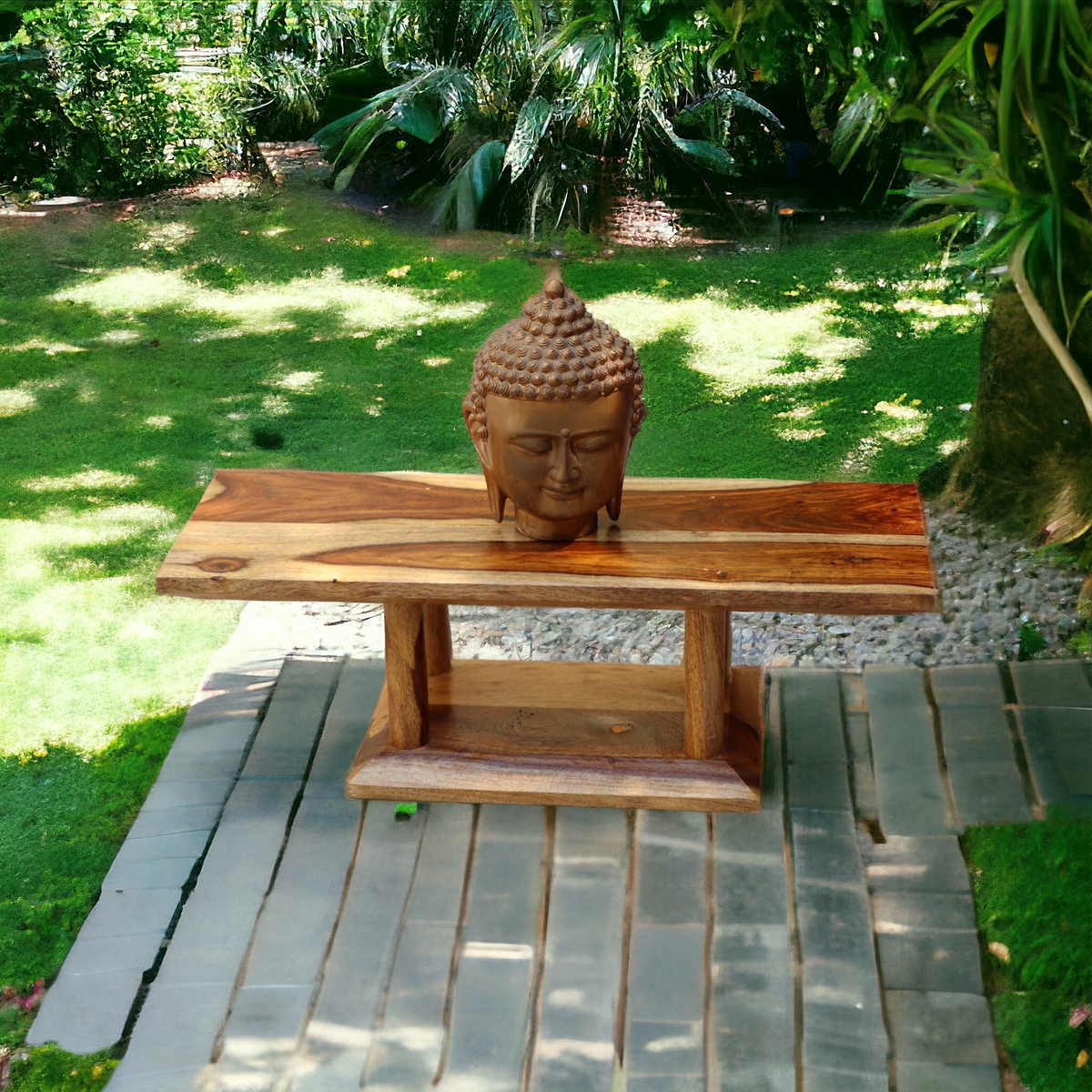 Wooden Prayer/Pooja Table, Altar Table, Meditation &amp; Prayer Shrine, Buddhist Altar, Japanese Table, Zen Altar - Made in India