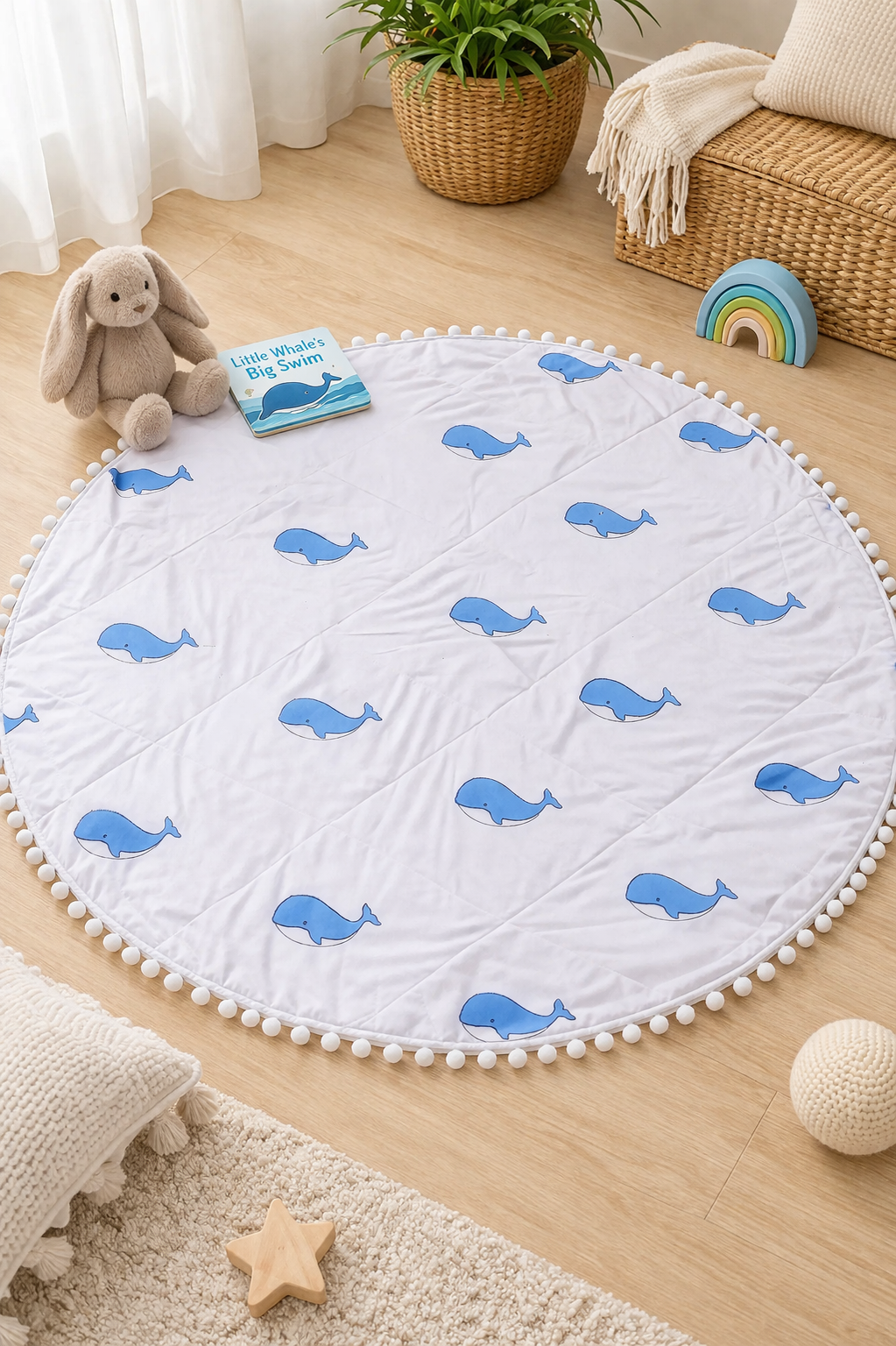 Kids Yoga Mat Round | Organic Cotton Play Mat for Toddlers | Baby Floor Mat | Montessori Play Rug | Nursery Decor | Gift for Kids