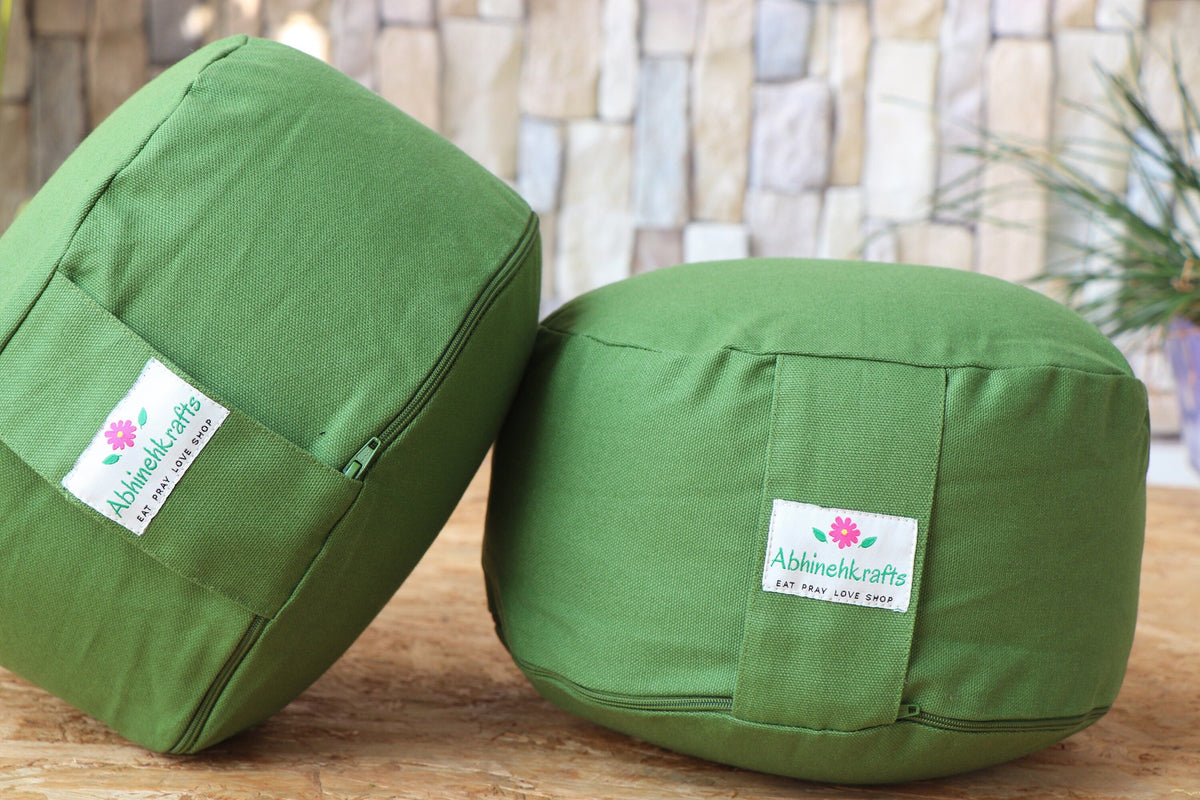 Rondo Yoga Meditation Cushion | Handwoven Rondo Zafu- Solid Color |Zipped Cover |Washable| Portable - Filling &amp; Color Options Available