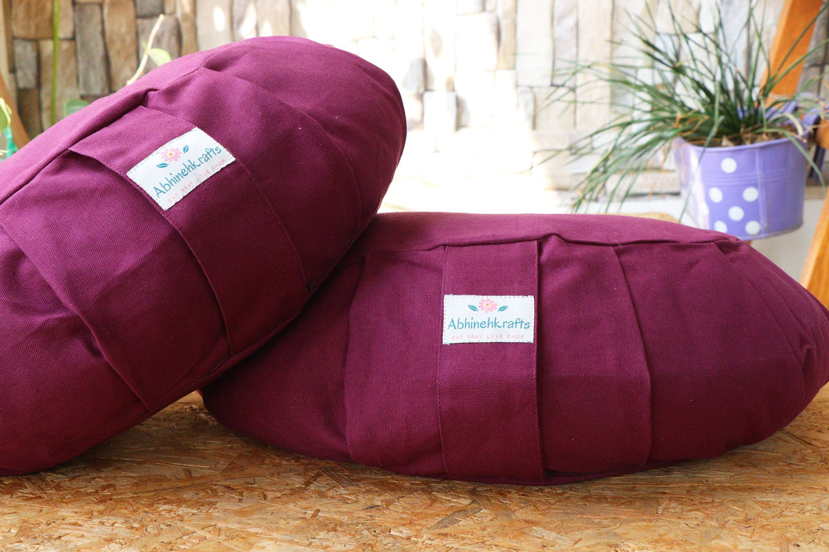 Moon Style Yoga Meditation Cushion | Handwoven Moon Zafu- Solid Color |Zipped Cover |Washable| Portable - Filling &amp; Color Options Available