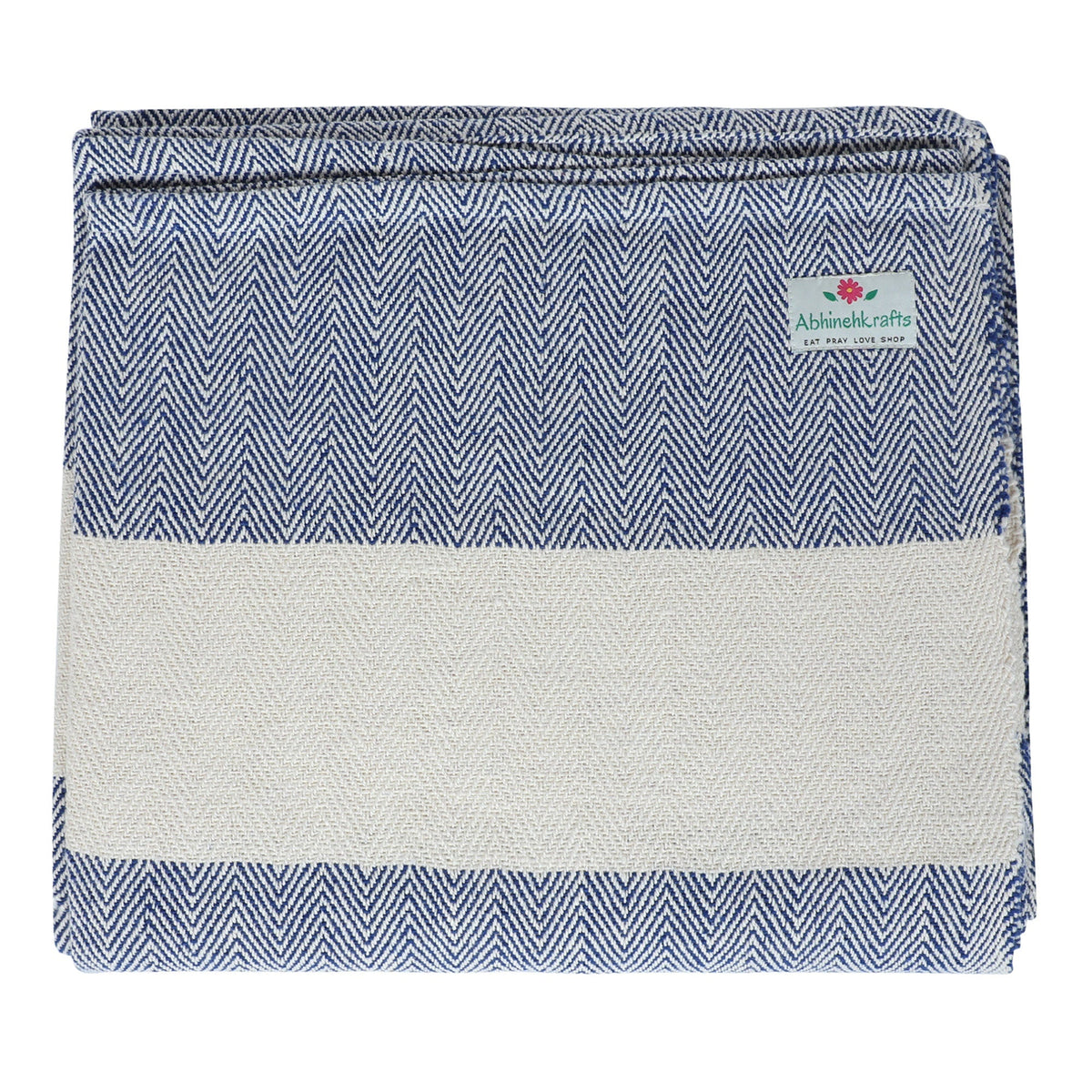Handwoven Herringbone Organic Cotton Blanket for Yoga and Meditation
