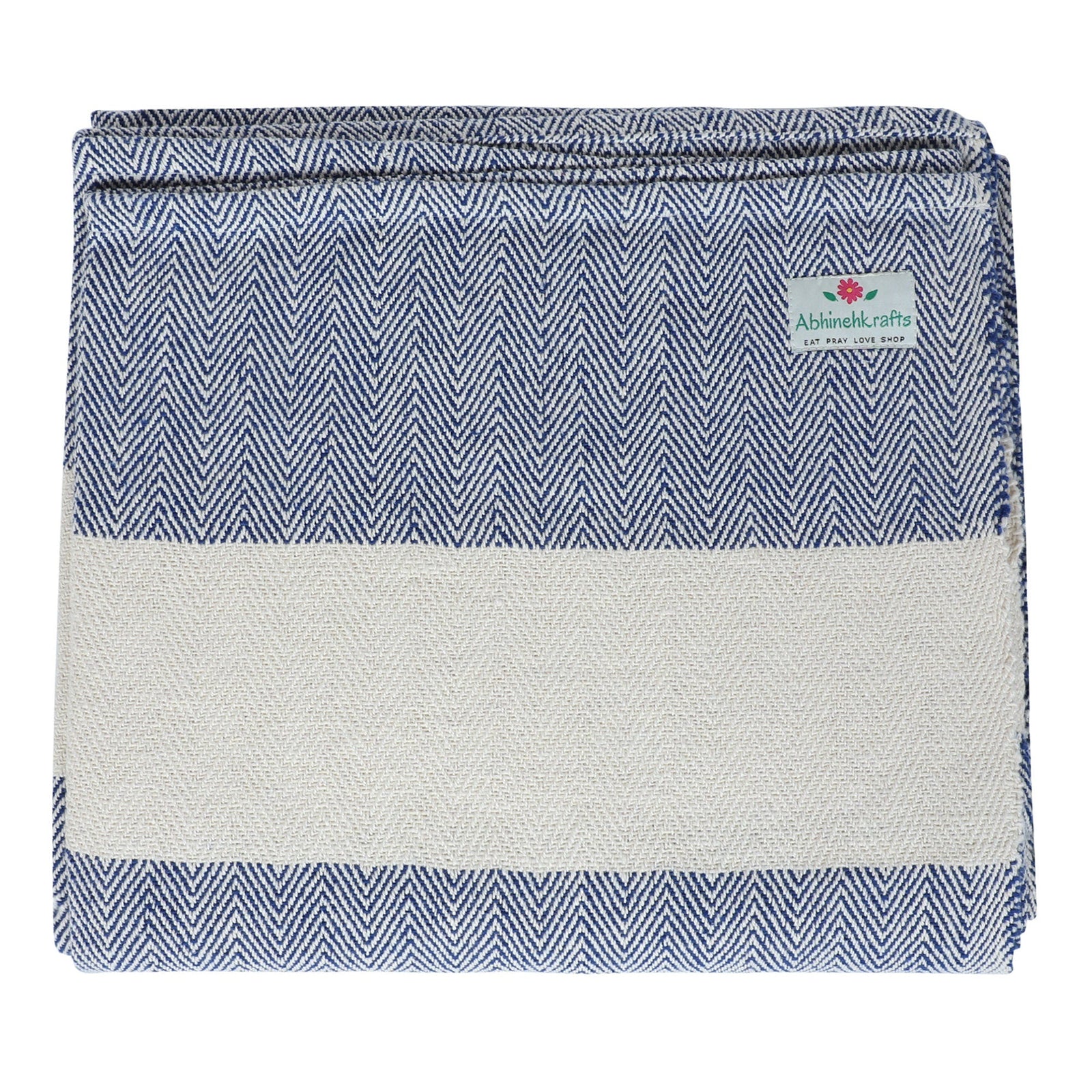 Handwoven Herringbone Organic Cotton Blanket for Yoga and Meditation