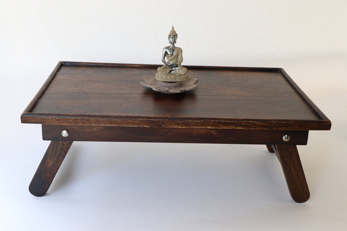 AbhinehKrafts Wooden Prayer/Pooja Table, Altar Table, Meditation &amp; Prayer Shrine, Buddhist Altar, Japanese Table, Zen Altar - Made in India