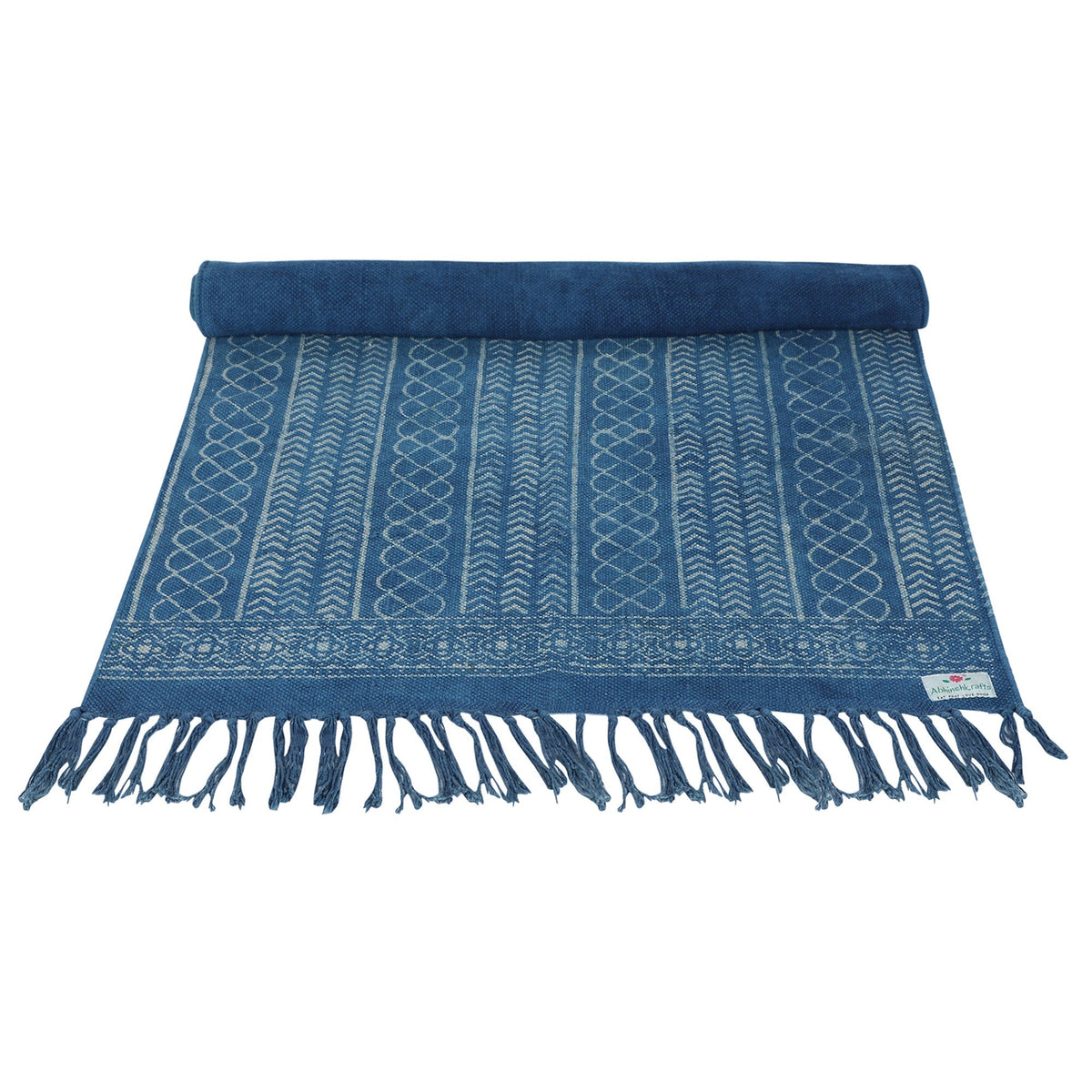 Handwoven Indigo Cotton Yoga Mat | Anti-Skid, Eco-Friendly Mat for Yoga, Pilates &amp; Meditation | Vegan, Natural Dyed Rug