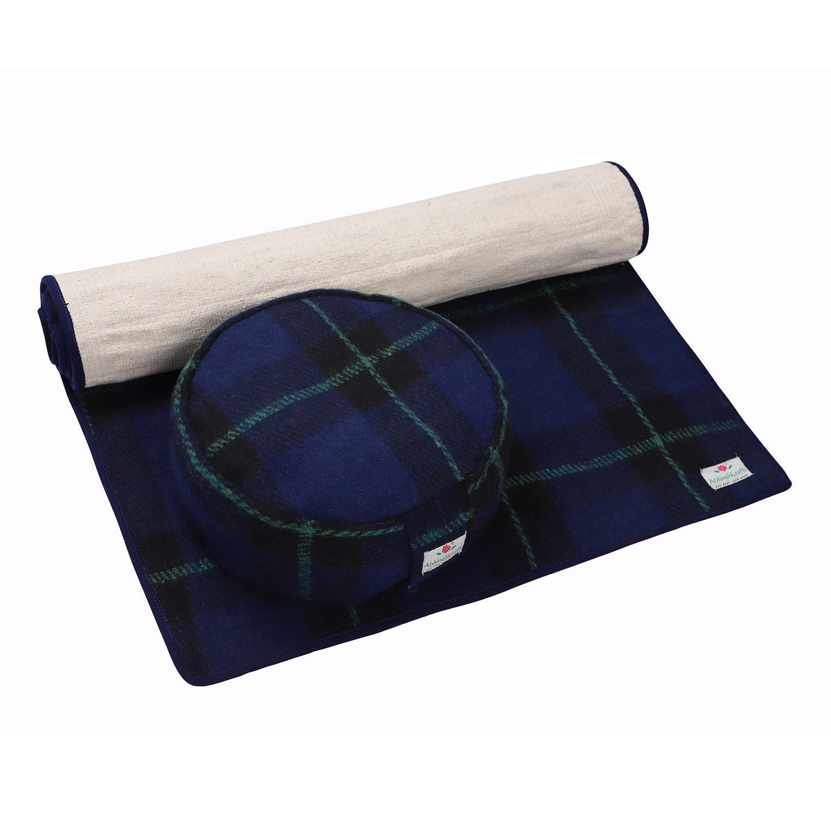 Wool &amp; Cotton Premium Yoga Mat and Zafu Yoga Meditation Cushion Set - Neel Padam