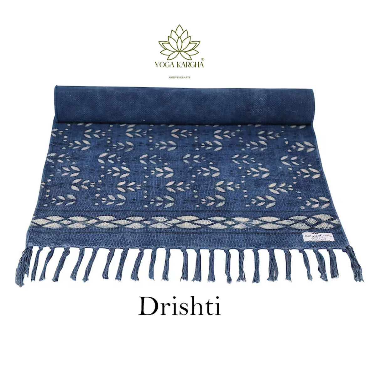 Hand-Block Printed Non Slip Indigo Travel Yoga &amp; Meditation Mat