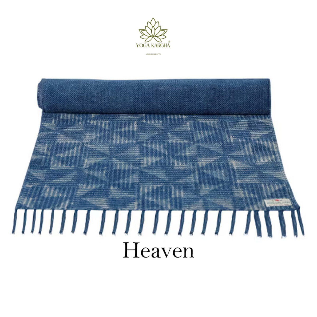 Hand-Block Printed Non Slip Indigo Travel Yoga &amp; Meditation Mat
