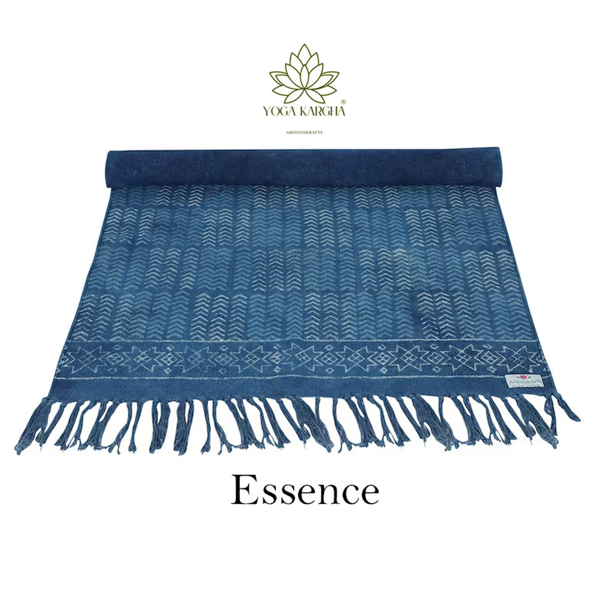 Hand-Block Printed Non Slip Indigo Travel Yoga &amp; Meditation Mat