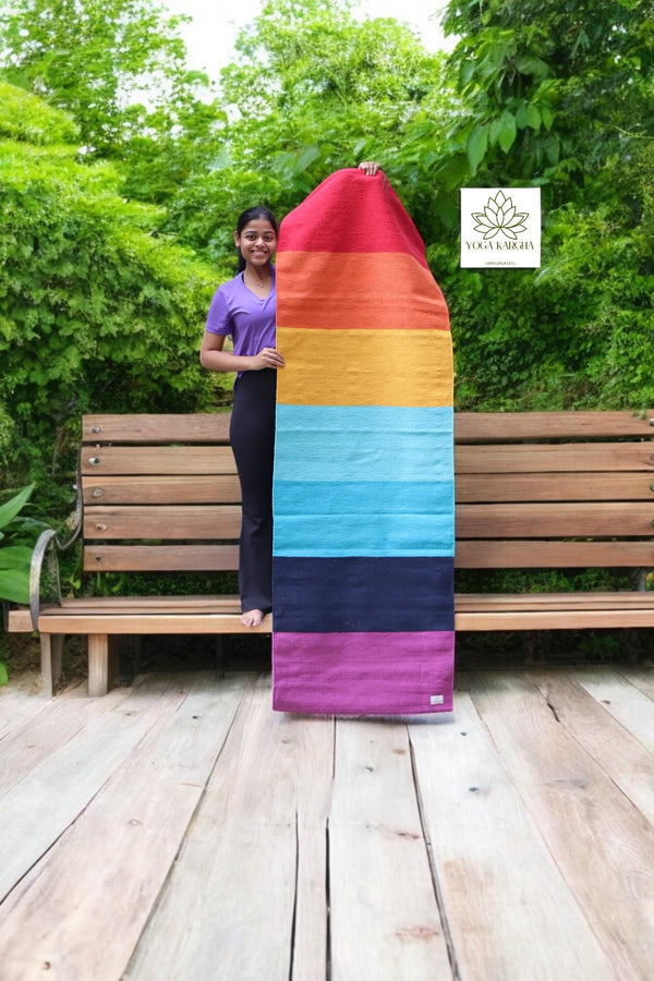Handwoven Organic Cotton Yoga & Meditation Mat- Just Like a Rainbow 
          ></div></a> <a href=