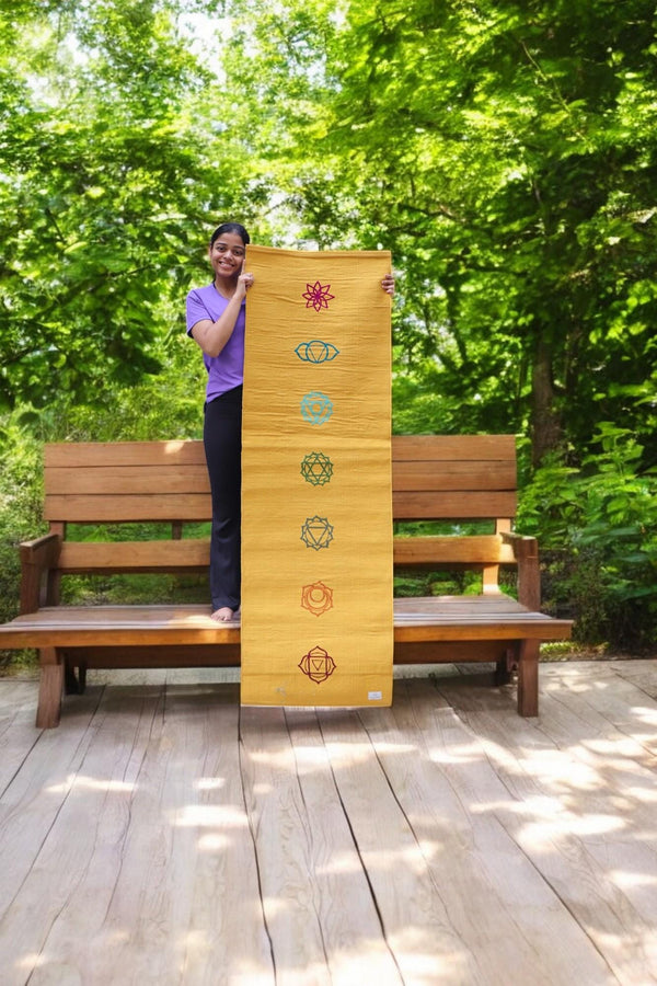 Organic Cotton Seven Chakra Embroidered Mat for Yoga and Meditation 
          ></div></a> <a href=