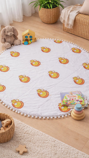 Kids Yoga Mat Round | Organic Cotton Play Mat for Toddlers | Baby Floor Mat | Montessori Play Rug | Nursery Decor | Gift for Kids