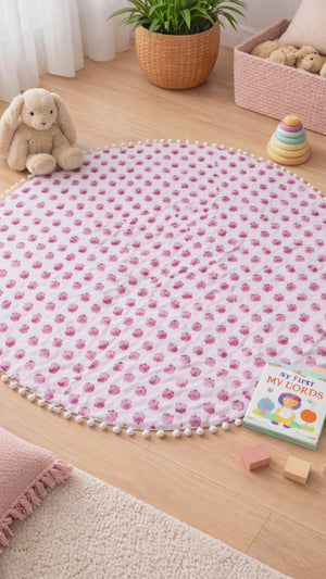 Kids Yoga Mat Round | Organic Cotton Play Mat for Toddlers | Baby Floor Mat | Montessori Play Rug | Nursery Decor | Gift for Kids